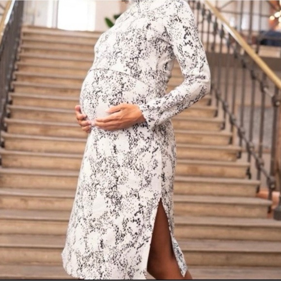 Cotton Jacquard Maternity & Nursing Dress - Picture 11 of 11